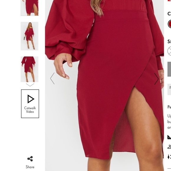 Plt PETITE BURGUNDY WRAP PENCIL SKIRT size 10 - Picture 5 of 5